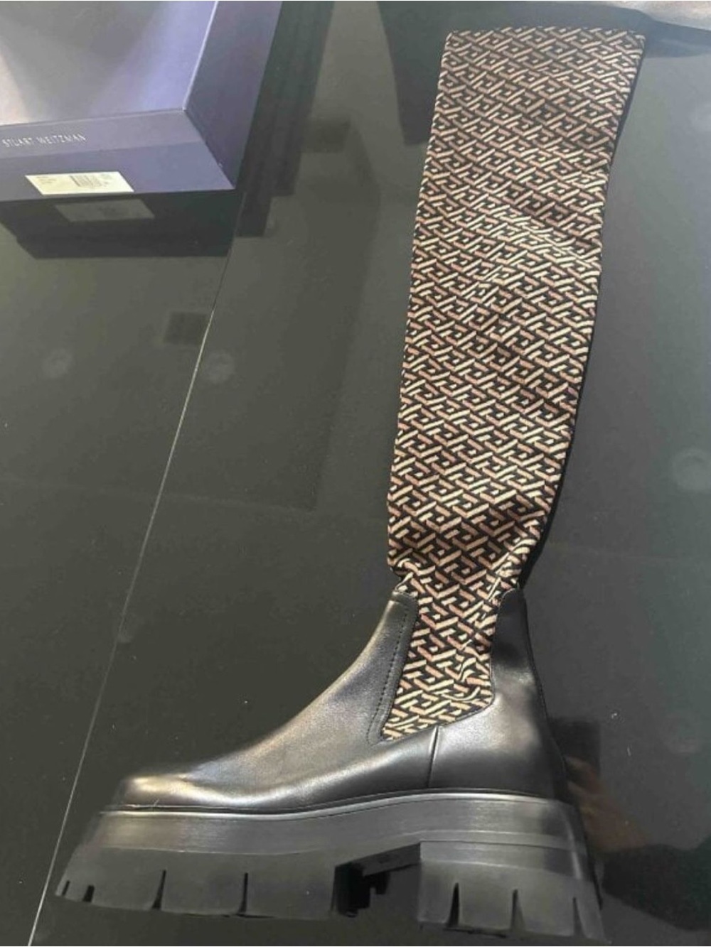 Versace Black Chunky Tread Sole Boots